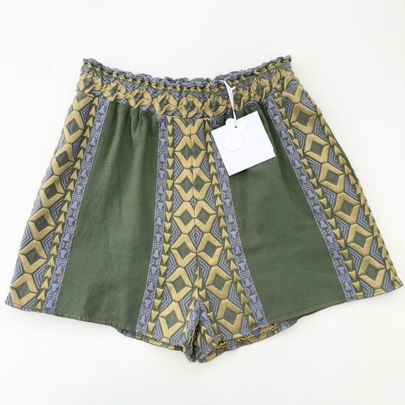 Lace the Label Green Cotton Geometric Print Pull-On Shorts Size Medium NWT - Picture 1 of 5